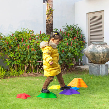 Outsunny 6-Piece Kids Balance Stepping Stones, Starfish Style Non-slip Obstacle Course, Stackable Balance Blocks Garden Toys Encourage Toddler Balance Indoor Outdoor 