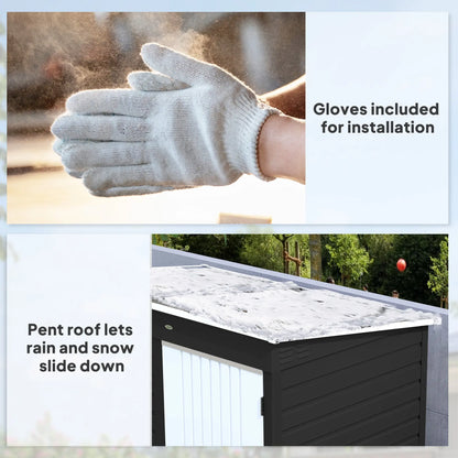 Outsunny 6 x 4ft Metal Garden Storage Shed, Outdoor Tool Storage Shed with Lockable Door and Gloves for Garden, Patio, Dark Grey 