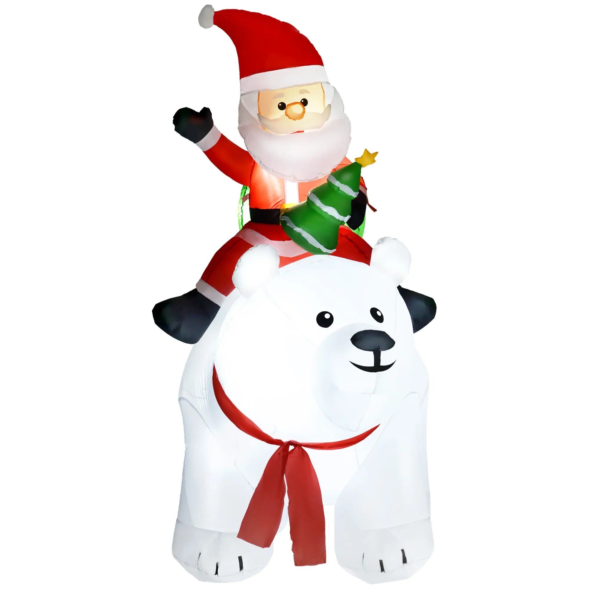 Outsunny 6.6ft Inflatable Santa Riding Polar Bear Decoration 