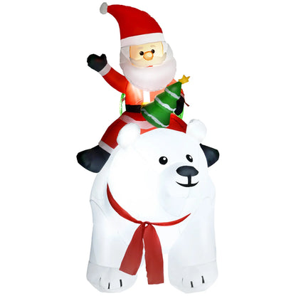 Outsunny 6.6ft Inflatable Santa Riding Polar Bear Decoration 