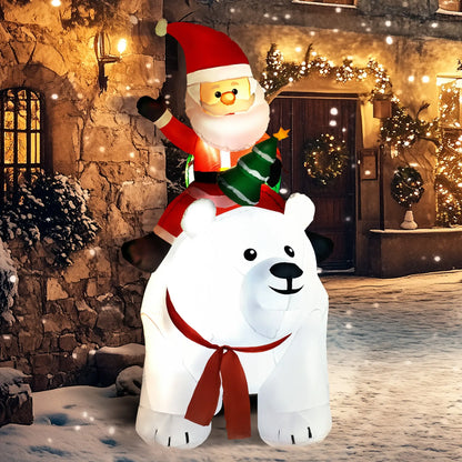Outsunny 6.6ft Inflatable Santa Riding Polar Bear Decoration 