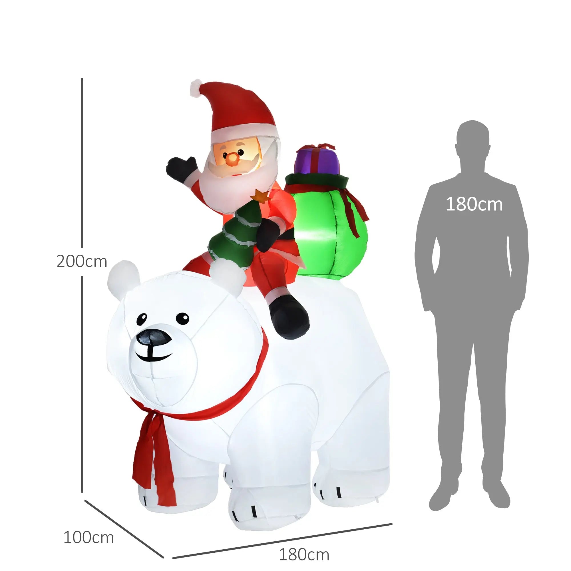 Outsunny 6.6ft Inflatable Santa Riding Polar Bear Decoration 