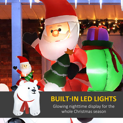 Outsunny 6.6ft Inflatable Santa Riding Polar Bear Decoration 