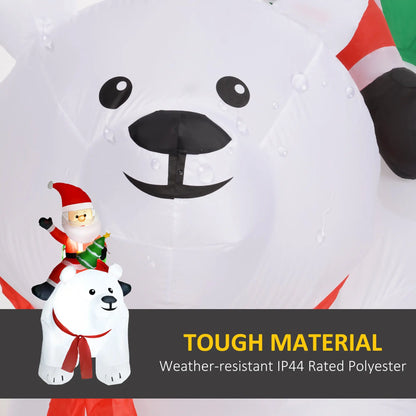 Outsunny 6.6ft Inflatable Santa Riding Polar Bear Decoration 