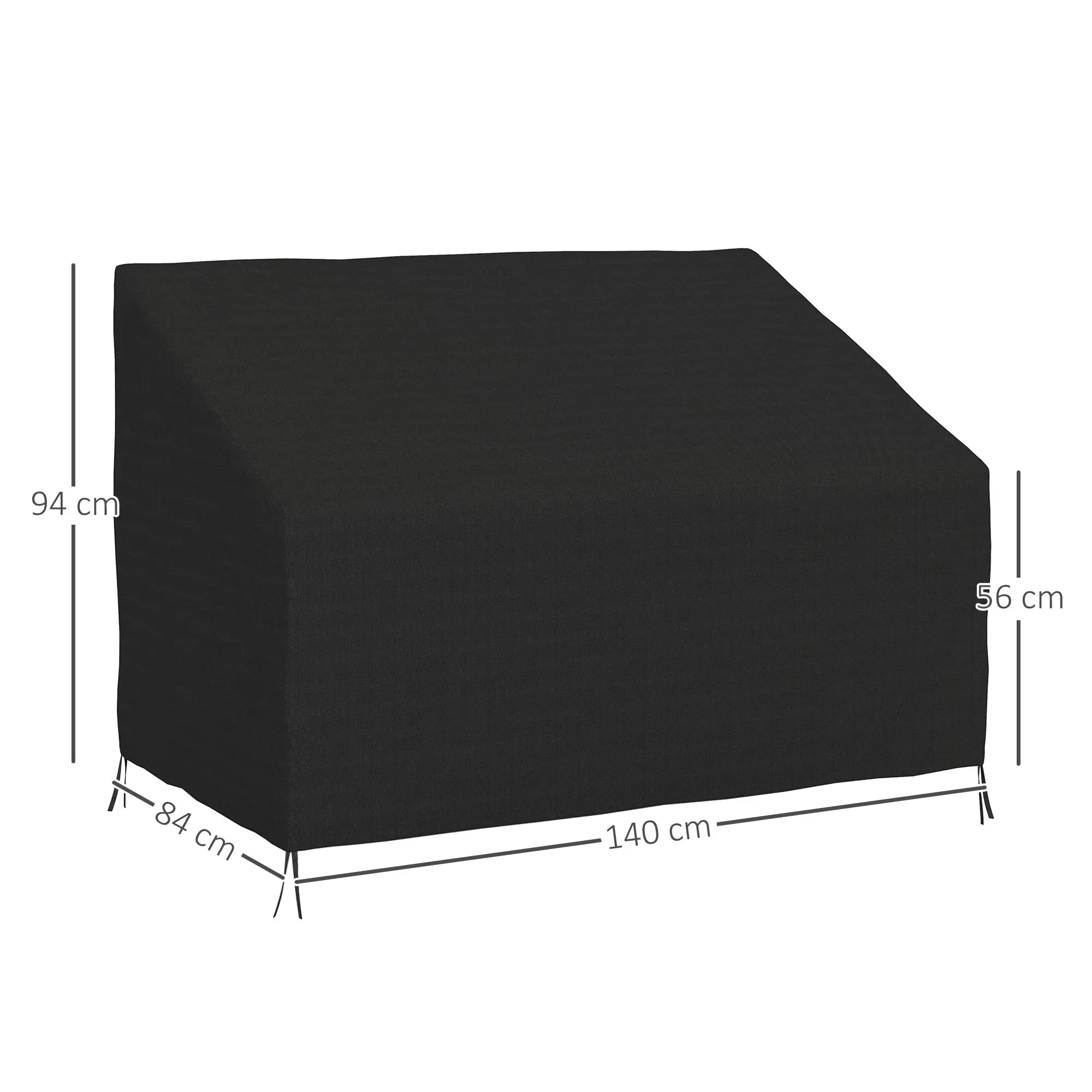 Outsunny 600D Oxford Cloth Furniture Cover, 2 Seater Sofa Protector for Garden Patio, Outdoor, Waterproof, Black, 140L x 84W x 56/94H cm 