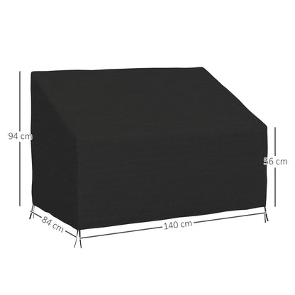 Outsunny 600D Oxford Cloth Furniture Cover, 2 Seater Sofa Protector for Garden Patio, Outdoor, Waterproof, Black, 140L x 84W x 56/94H cm 