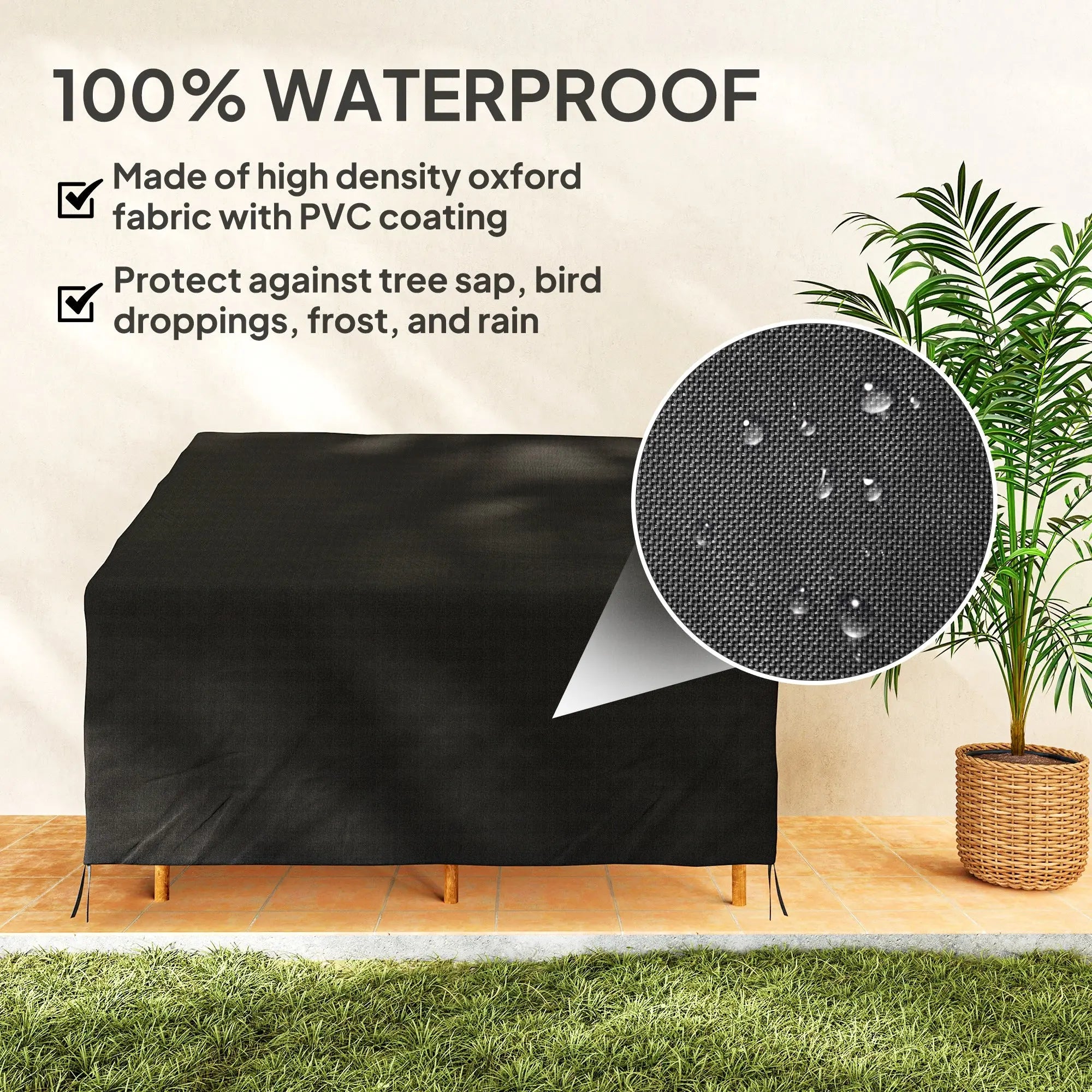 Outsunny 600D Oxford Cloth Furniture Cover, 2 Seater Sofa Protector for Garden Patio, Outdoor, Waterproof, Black, 140L x 84W x 56/94H cm 
