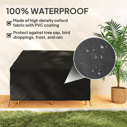 Outsunny 600D Oxford Cloth Furniture Cover, 2 Seater Sofa Protector for Garden Patio, Outdoor, Waterproof, Black, 140L x 84W x 56/94H cm 