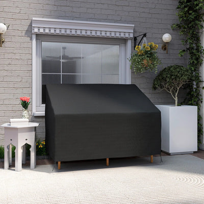 Outsunny 600D Oxford Cloth Furniture Cover, 2 Seater Sofa Protector for Garden Patio, Outdoor, Waterproof, Black, 140L x 84W x 56/94H cm 
