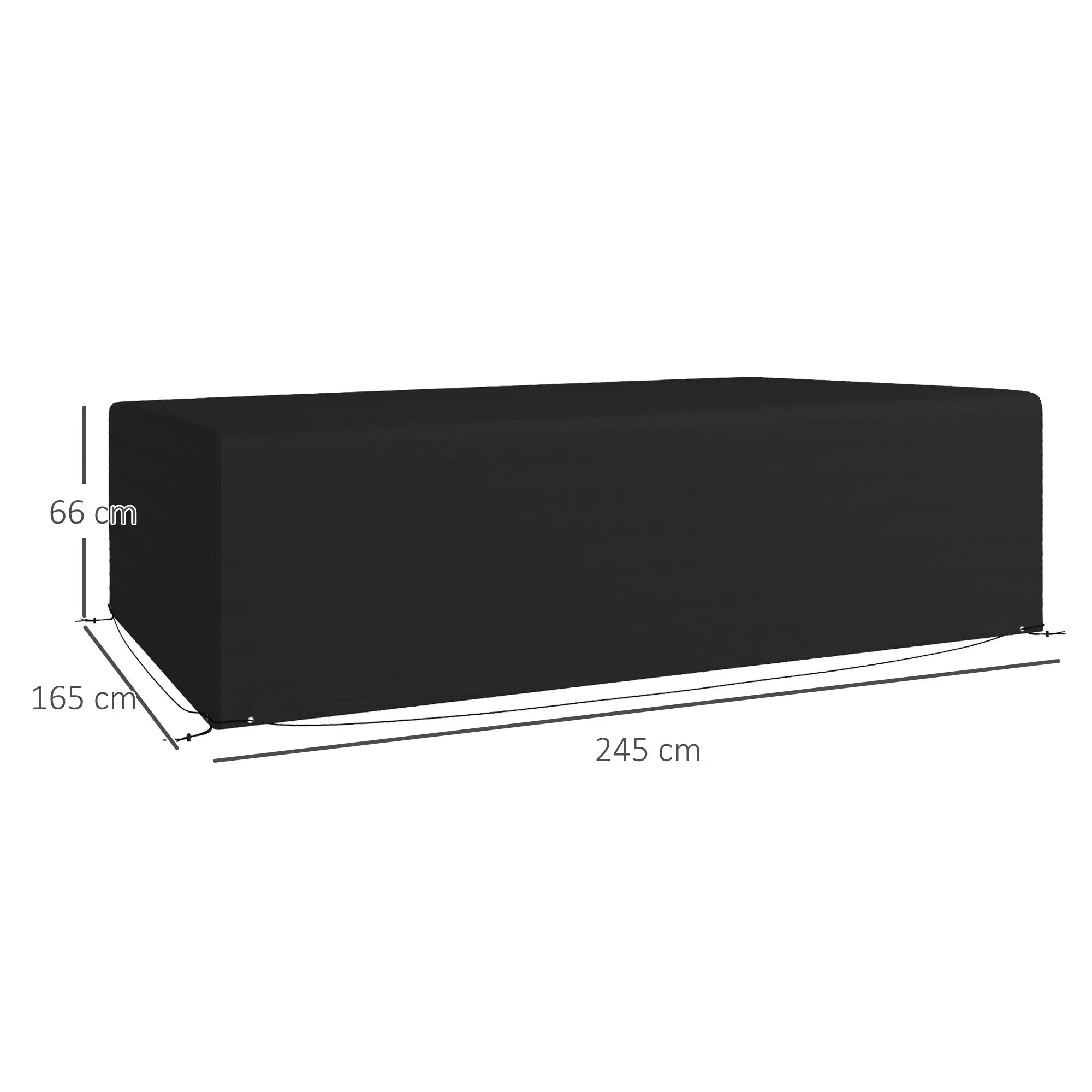 Outsunny 600D Oxford Table Set Cover Outdoor Garden Rattan Furniture Protection Cover Protector Waterproof Anti-UV, Black, 245 x 165 x 66 cm 