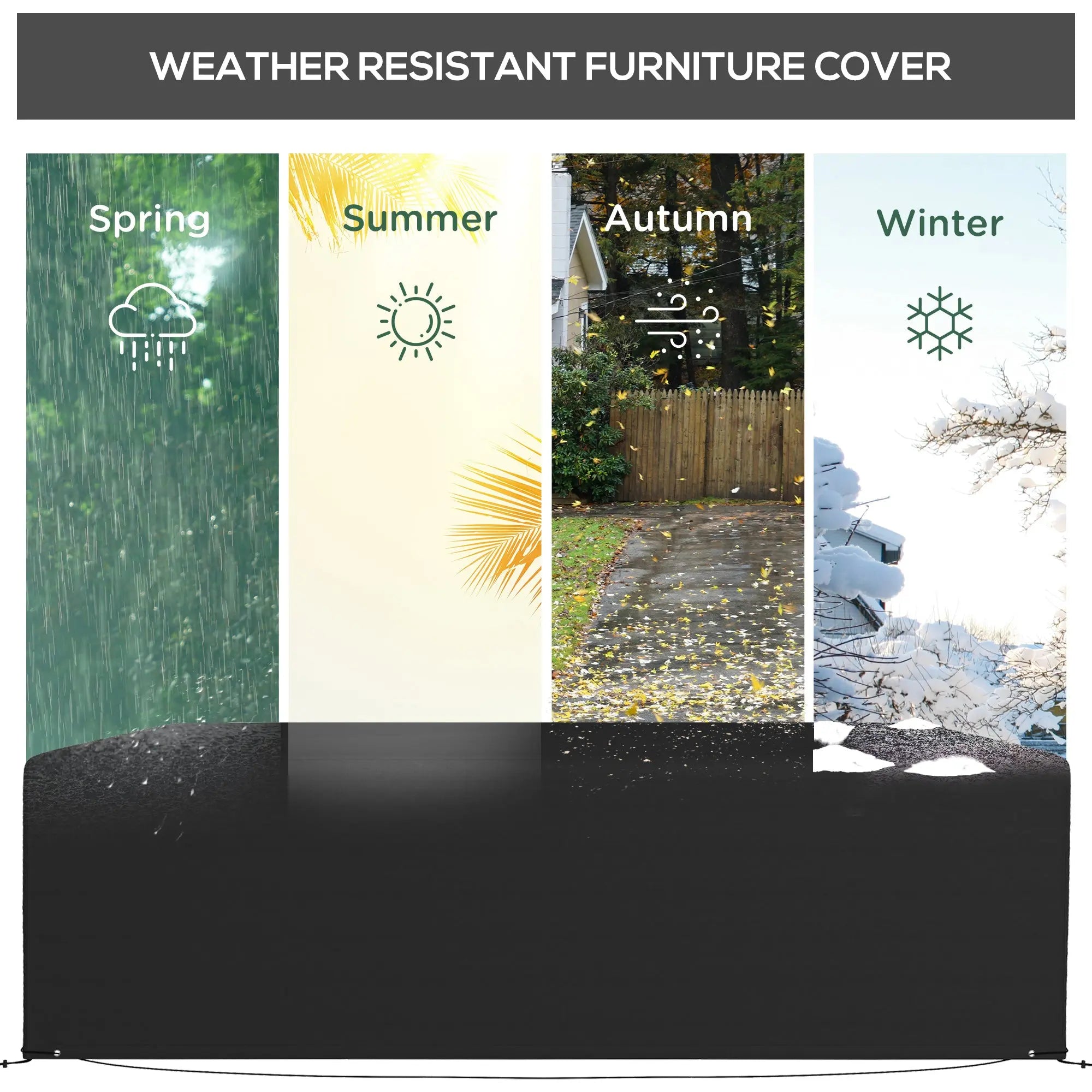 Outsunny 600D Oxford Table Set Cover Outdoor Garden Rattan Furniture Protection Cover Protector Waterproof Anti-UV, Black, 245 x 165 x 66 cm 