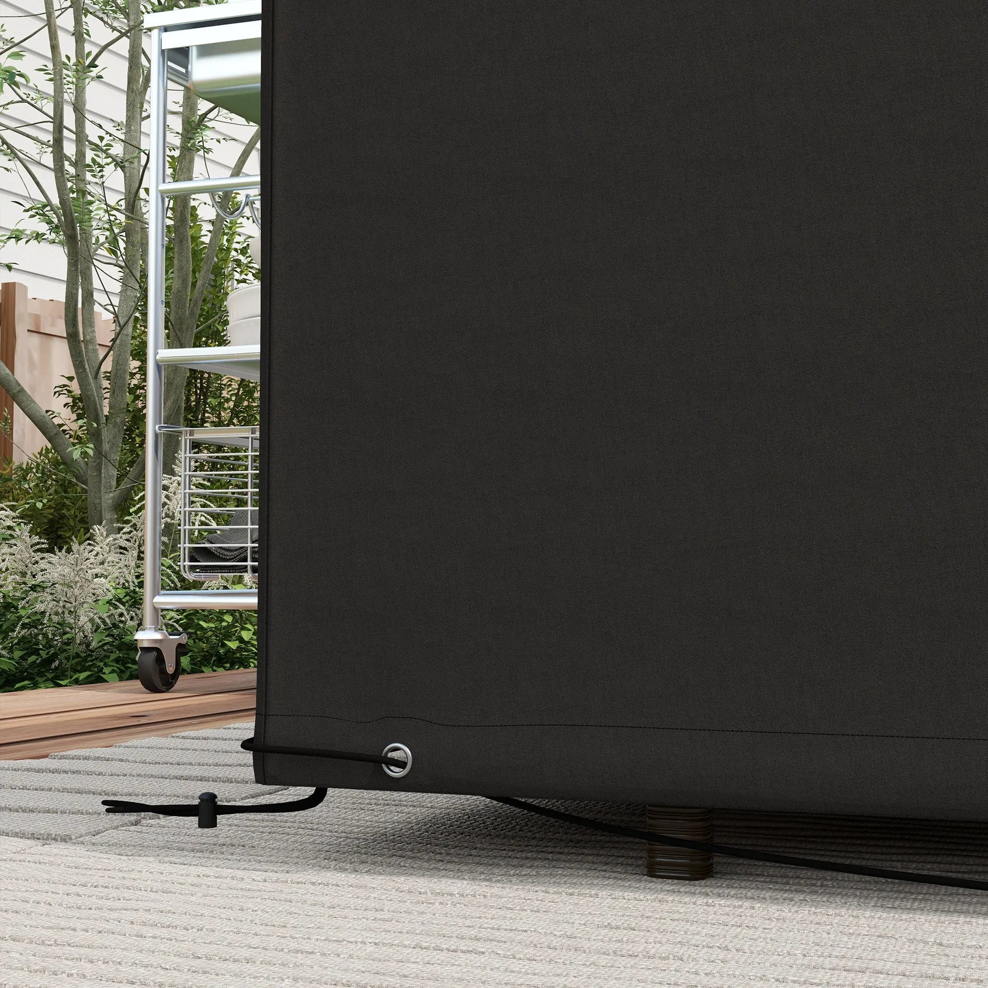 Outsunny 600D Oxford Table Set Cover Outdoor Garden Rattan Furniture Protection Cover Protector Waterproof Anti-UV, Black, 245 x 165 x 66 cm 