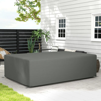 Outsunny 600D Oxford Table Set Cover Outdoor Garden Rattan Furniture Protection Cover Protector Waterproof Anti-UV, Dark Grey, 245 x 165 x 66 cm 