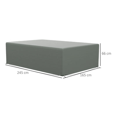 Outsunny 600D Oxford Table Set Cover Outdoor Garden Rattan Furniture Protection Cover Protector Waterproof Anti-UV, Dark Grey, 245 x 165 x 66 cm 