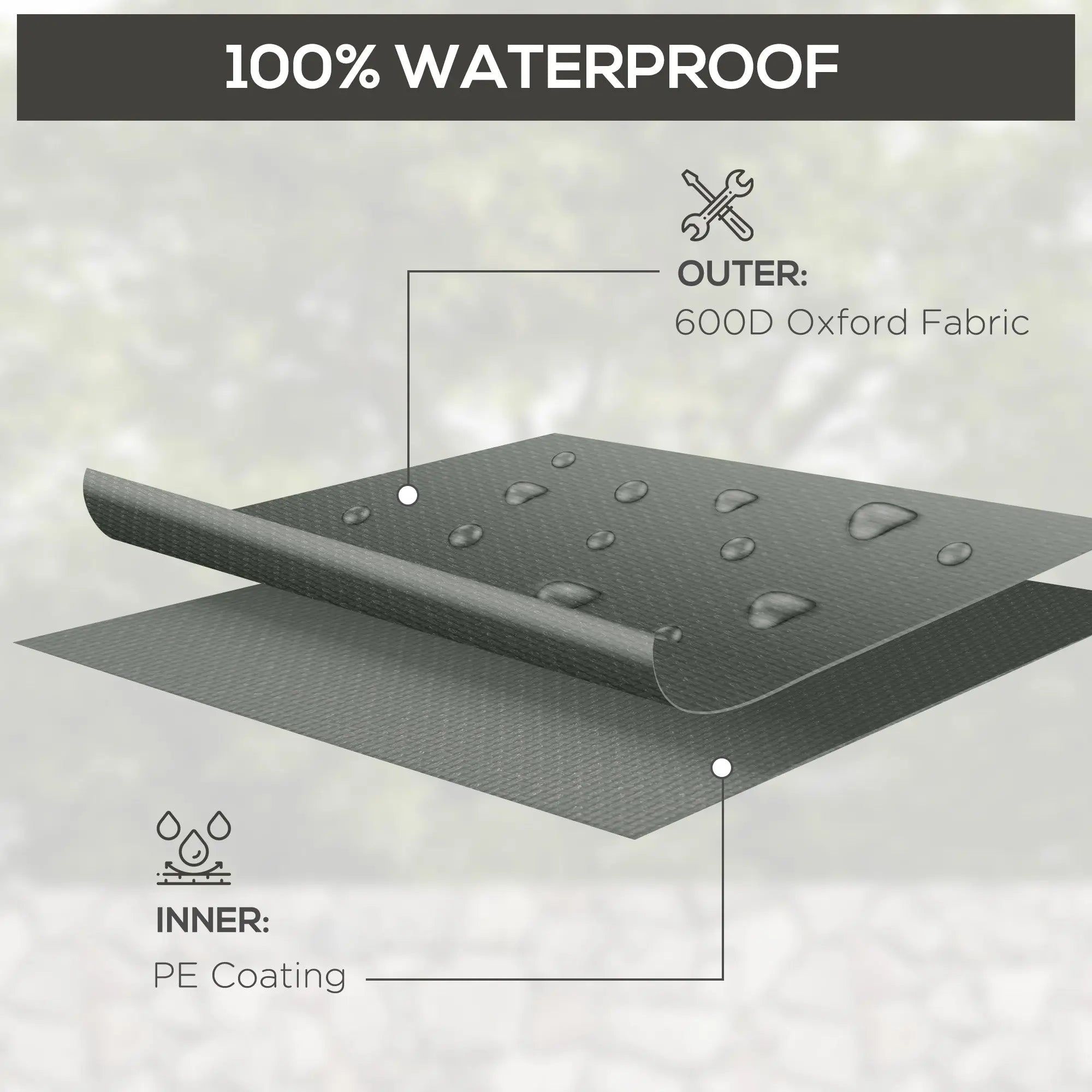 Outsunny 600D Oxford Table Set Cover Outdoor Garden Rattan Furniture Protection Cover Protector Waterproof Anti-UV, Dark Grey, 245 x 165 x 66 cm 