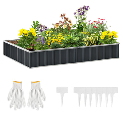 Outsunny 645L Metal Raised Garden Bed, DIY Large Steel Planter Box, No Bottom w/ A Pairs of Glove for Backyard, Patio to Grow Vegetables, Herbs, and Flowers, 258cmx90cm 