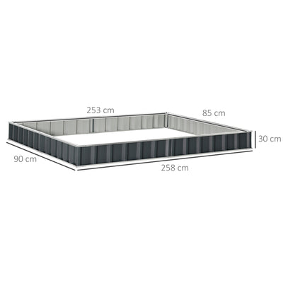 Outsunny 645L Metal Raised Garden Bed, DIY Large Steel Planter Box, No Bottom w/ A Pairs of Glove for Backyard, Patio to Grow Vegetables, Herbs, and Flowers, 258cmx90cm 