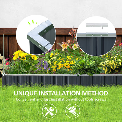 Outsunny 645L Metal Raised Garden Bed, DIY Large Steel Planter Box, No Bottom w/ A Pairs of Glove for Backyard, Patio to Grow Vegetables, Herbs, and Flowers, 258cmx90cm 