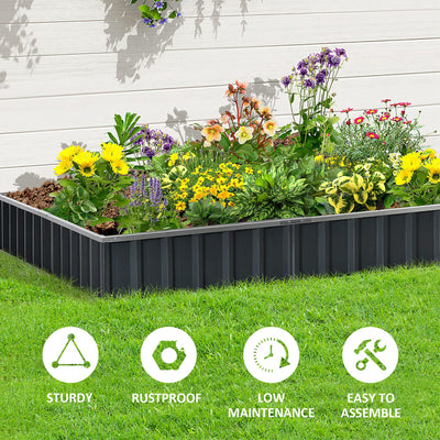 Outsunny 645L Metal Raised Garden Bed, DIY Large Steel Planter Box, No Bottom w/ A Pairs of Glove for Backyard, Patio to Grow Vegetables, Herbs, and Flowers, 258cmx90cm 