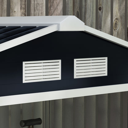Outsunny 7 x 4ft Metal Garden Shed, Outdoor Storage Tool House with Ventilation Slots, Foundation Kit and Lockable Double Doors, Dark Grey 