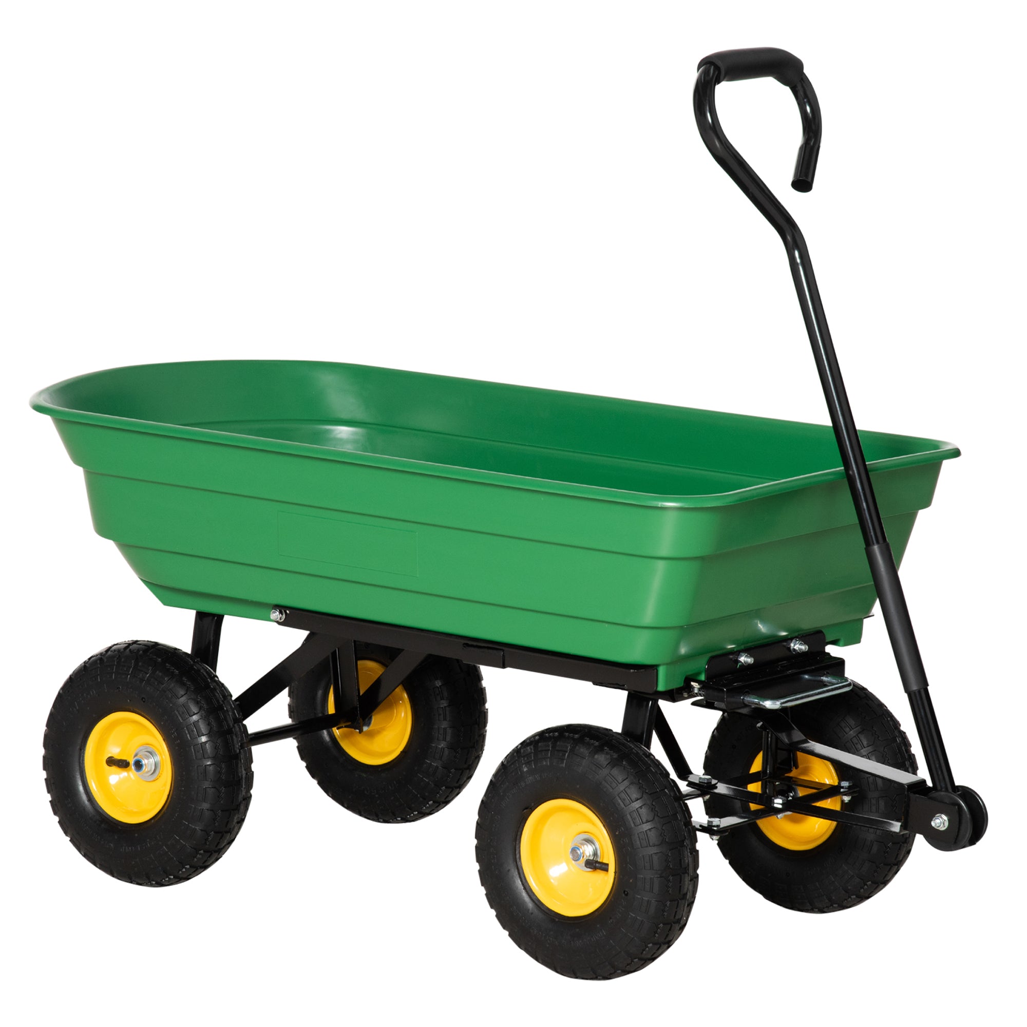 Outsunny 75 Litre Large Garden Cart, Tipping Wheelbarrows Heavy Duty Garden Dump Trolley 200kg Capacity for Festivals, Tools, Plants, Logs - Green 