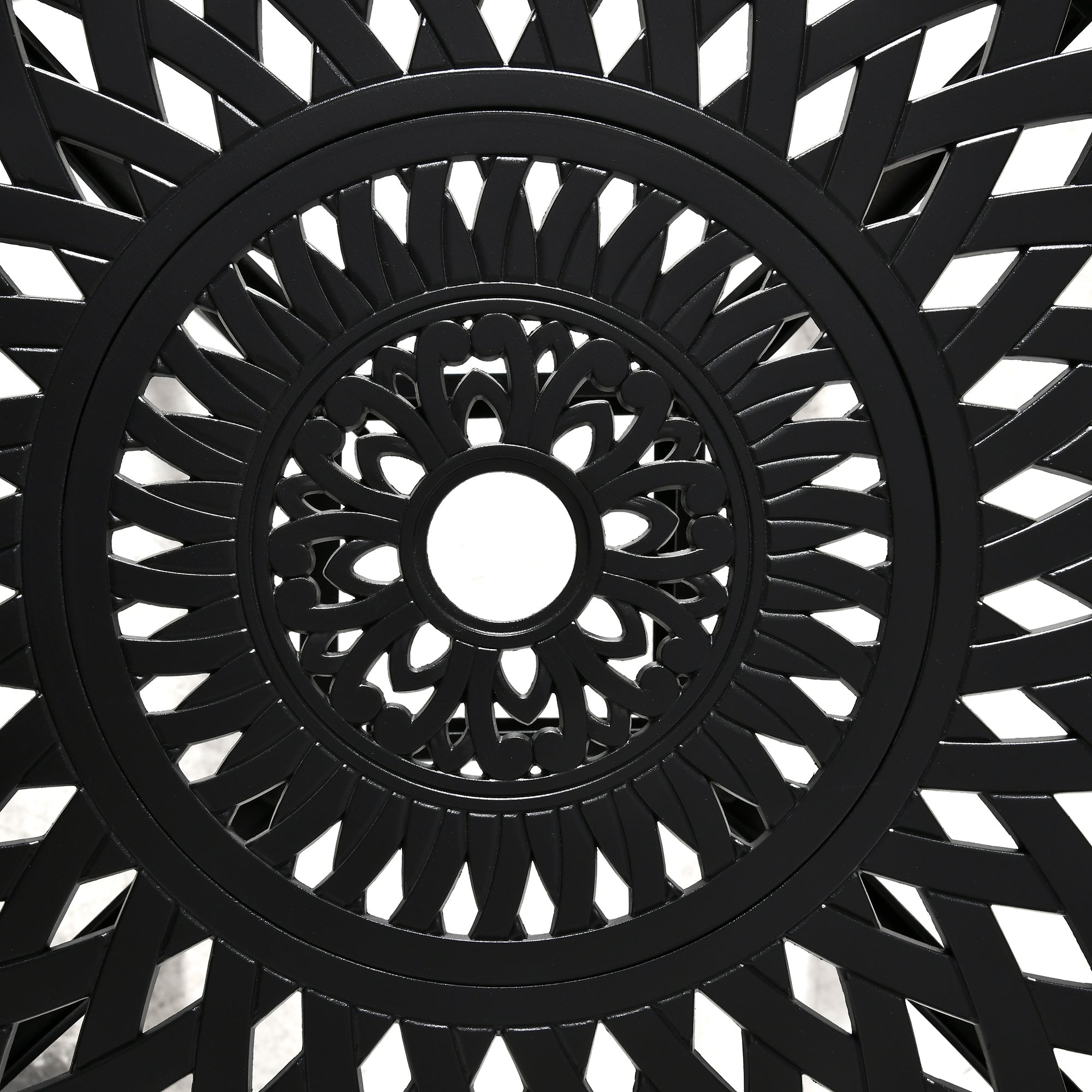 Outsunny 78 cm Round Garden Dining Table with Parasol Hole Antique Cast Aluminium Outdoor Table Only, Black 