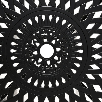 Outsunny 78 cm Round Garden Dining Table with Parasol Hole Antique Cast Aluminium Outdoor Table Only, Black 