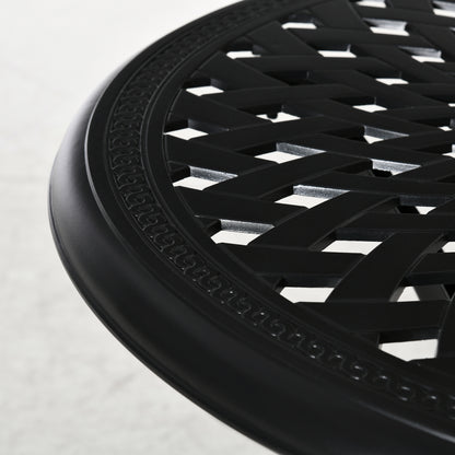 Outsunny 78 cm Round Garden Dining Table with Parasol Hole Antique Cast Aluminium Outdoor Table Only, Black 