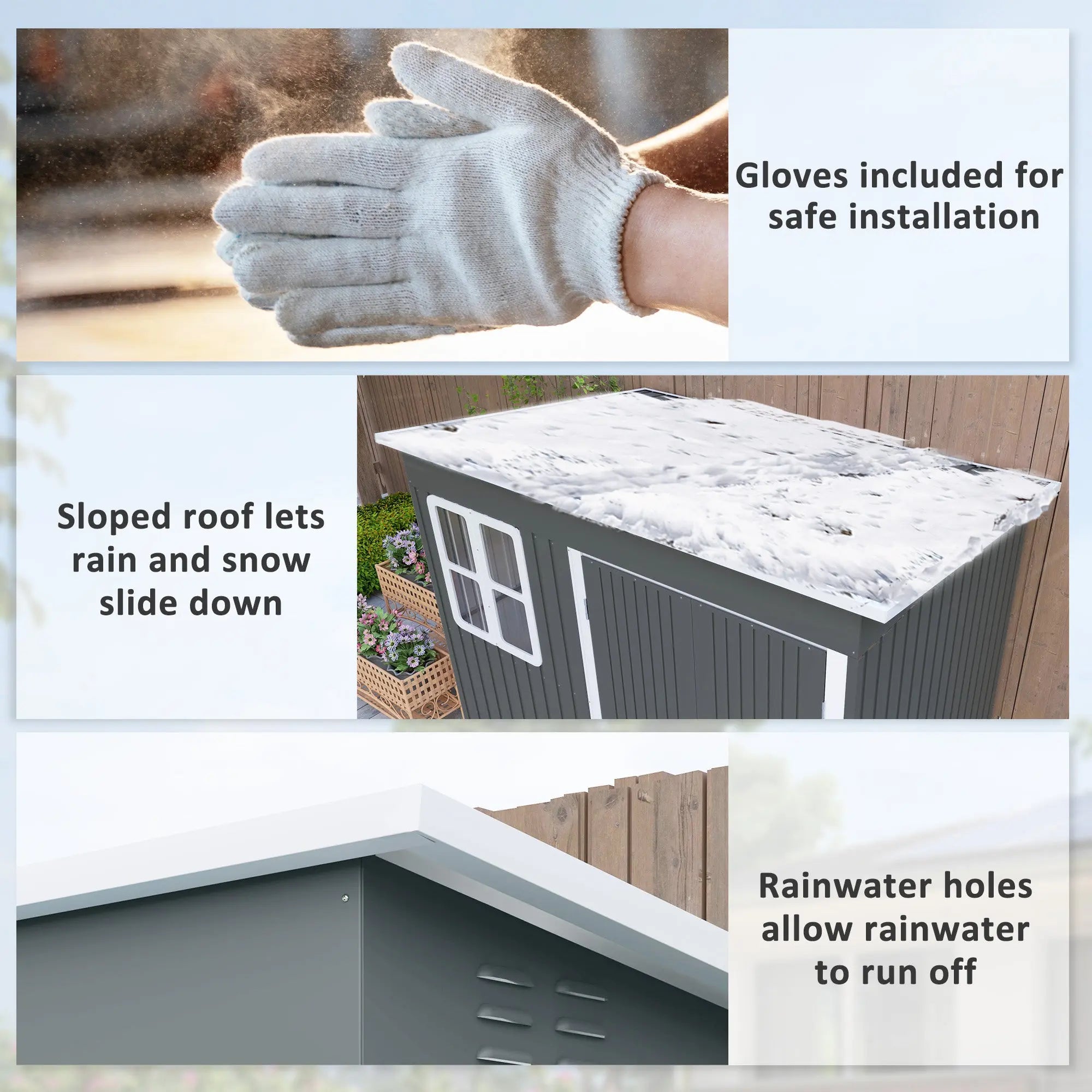 Outsunny 8.5 x 6ft Storage Shed Galvanised Steel Garden Shed, Metal Shed with Foundation Kit, Window, Lockable Wide Doors and Air Vents for Outdoor Patio, Dark Grey 