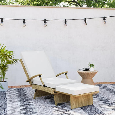 Outsunny 80° Reclining Rattan Lounger - White/Beige 