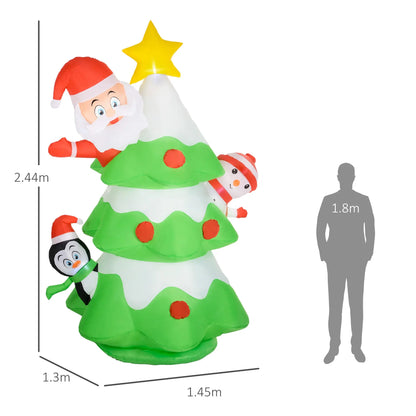Outsunny 8ft Inflatable Xmas Tree and Friends Decoration 