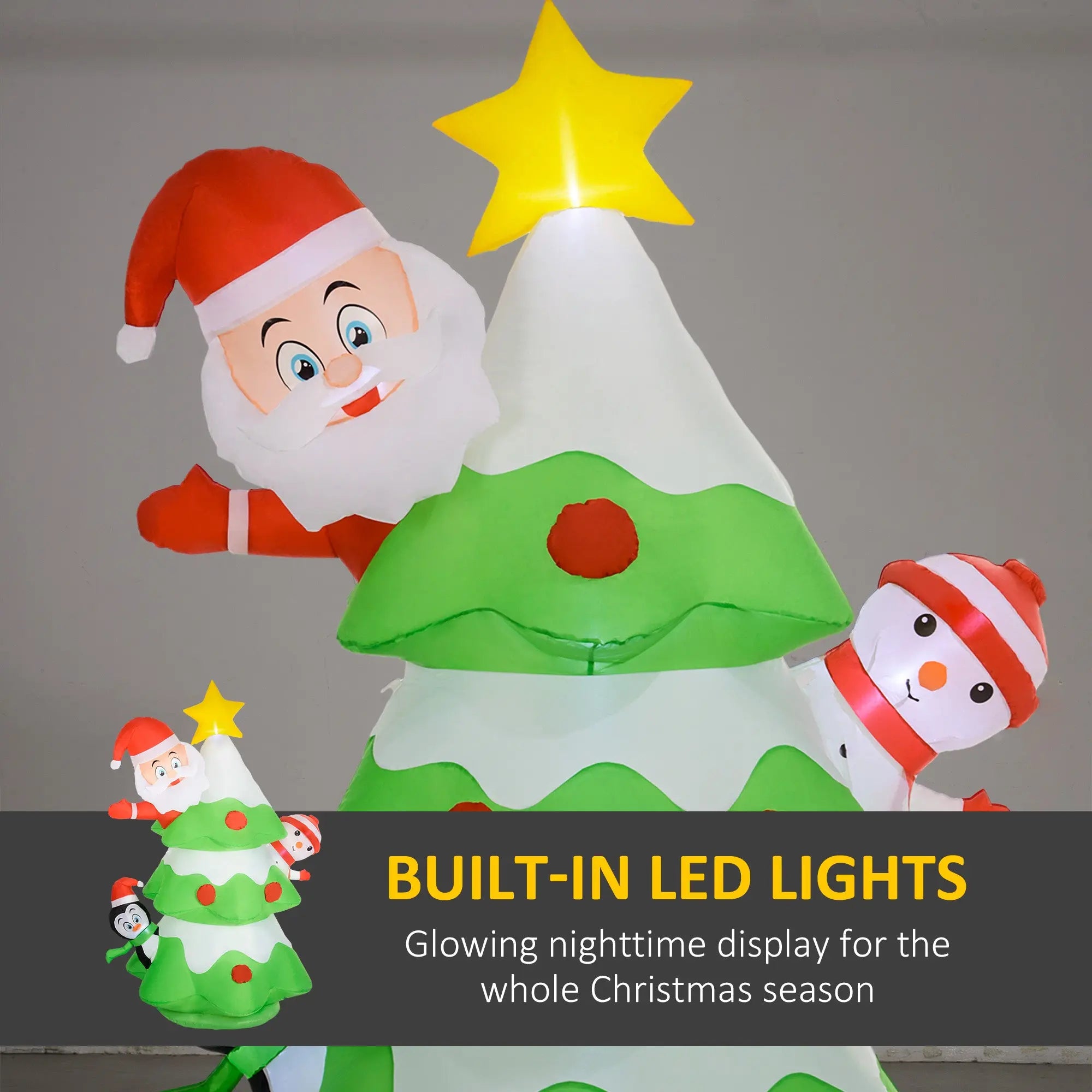 Outsunny 8ft Inflatable Xmas Tree and Friends Decoration 