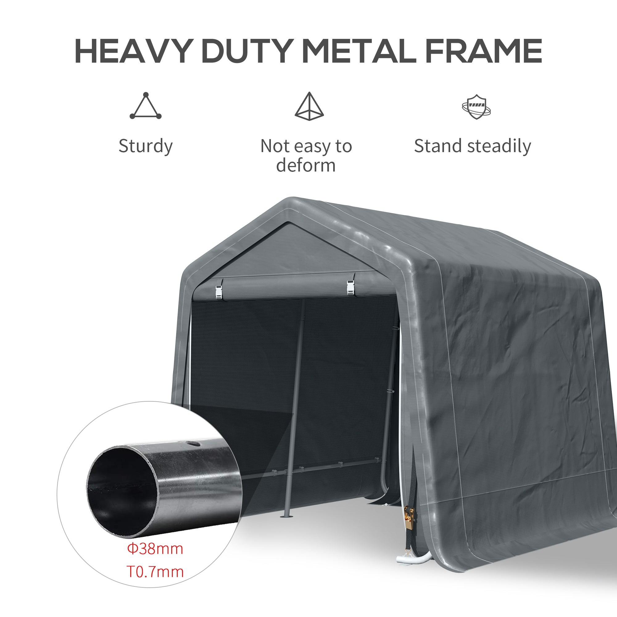 Outsunny 9 X 7.5ft Temporary Outdoor Equipment Shed - Dark Grey 