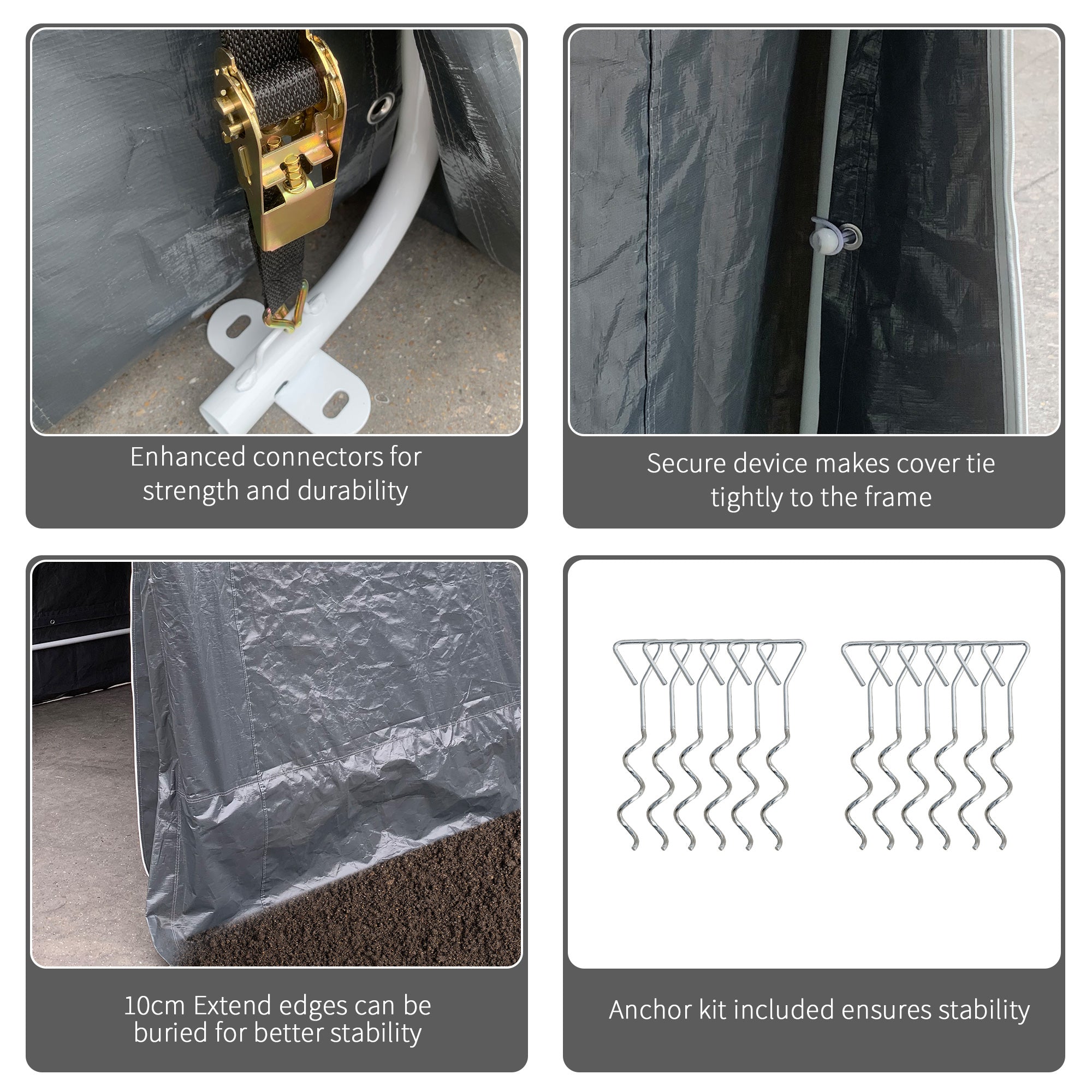 Outsunny 9 X 7.5ft Temporary Outdoor Equipment Shed - Dark Grey 