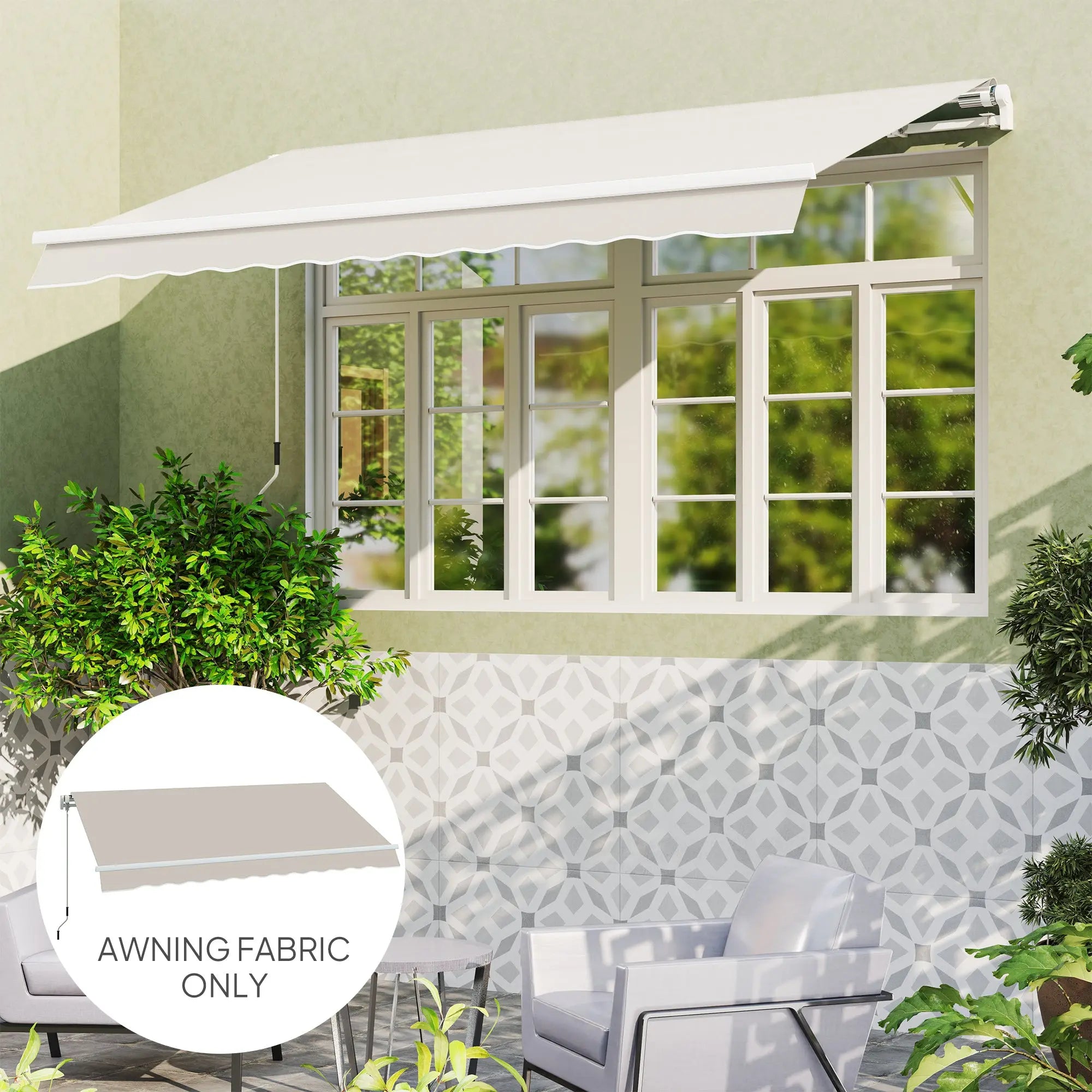 Outsunny Awning Replacement Canopy, Water Resistant UPF 50+ Sun Shade Cover for 3 x 2.5 m Garden Awning (Fabric Only), Cream White 
