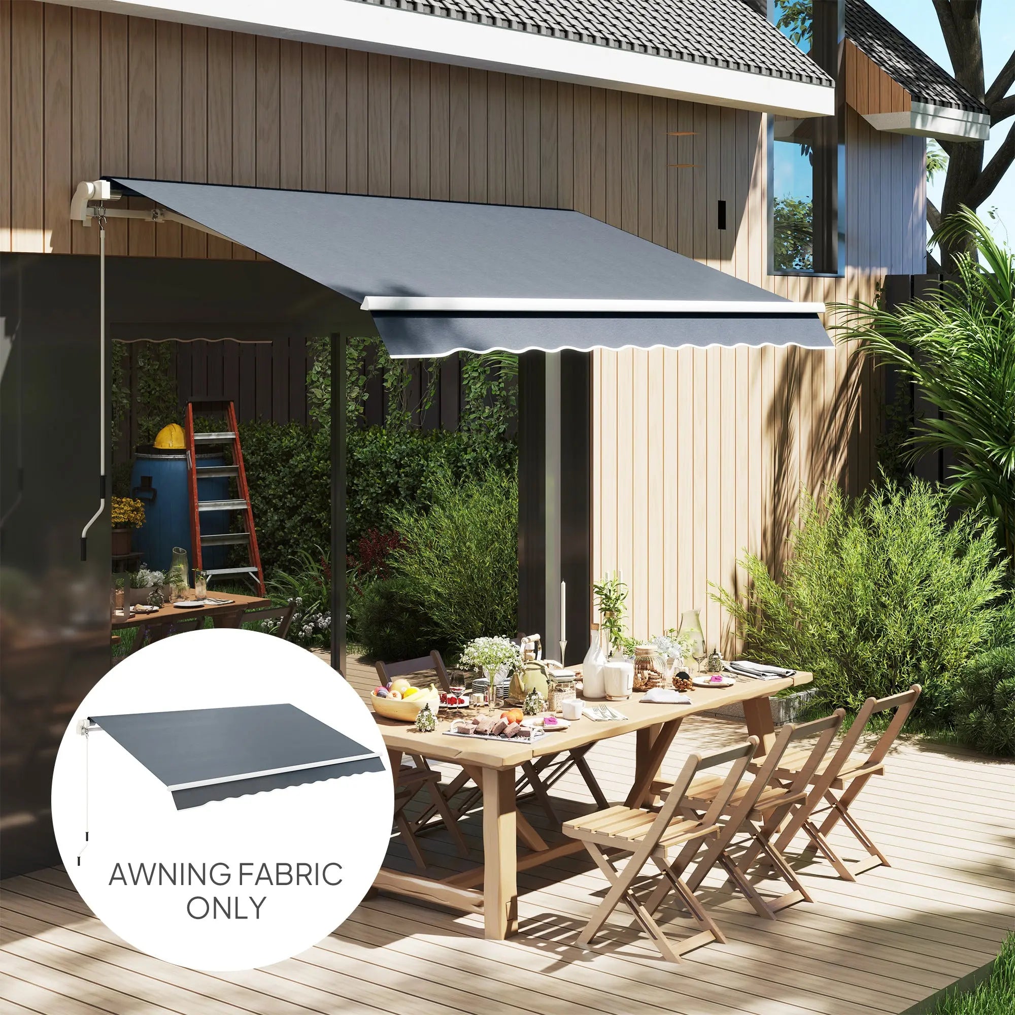 Outsunny Awning Replacement Canopy, Water Resistant UPF 50+ Sun Shade Cover for 3 x 2.5 m Garden Awning (Fabric Only), Grey 