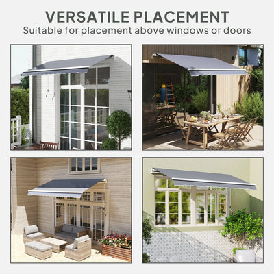 Outsunny Awning Replacement Canopy, Water Resistant UPF 50+ Sun Shade Cover for 3 x 2.5 m Garden Awning (Fabric Only), Grey 