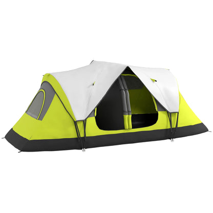 Outsunny Camping Tent for 6-8 Man with 2000mm Waterproof Rainfly and Carry Bag for Fishing Hiking Festival, Yellow 