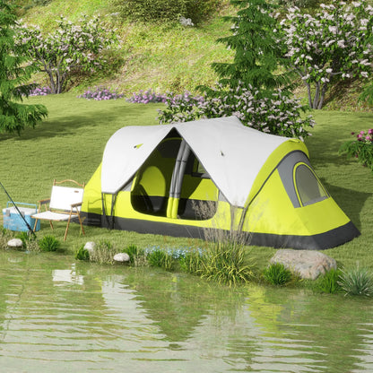 Outsunny Camping Tent for 6-8 Man with 2000mm Waterproof Rainfly and Carry Bag for Fishing Hiking Festival, Yellow 