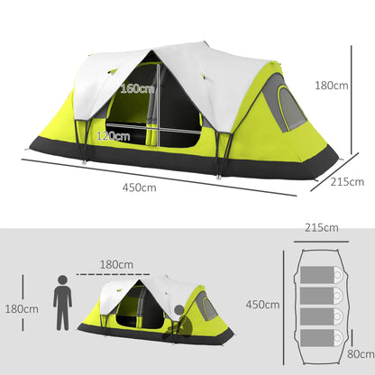 Outsunny Camping Tent for 6-8 Man with 2000mm Waterproof Rainfly and Carry Bag for Fishing Hiking Festival, Yellow 
