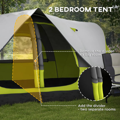 Outsunny Camping Tent for 6-8 Man with 2000mm Waterproof Rainfly and Carry Bag for Fishing Hiking Festival, Yellow 