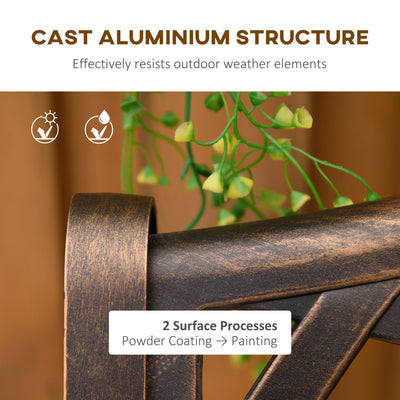 Outsunny Cast Aluminium Outdoor Garden Bench 2 Seater Antique Patio Loveseat, Bronze 