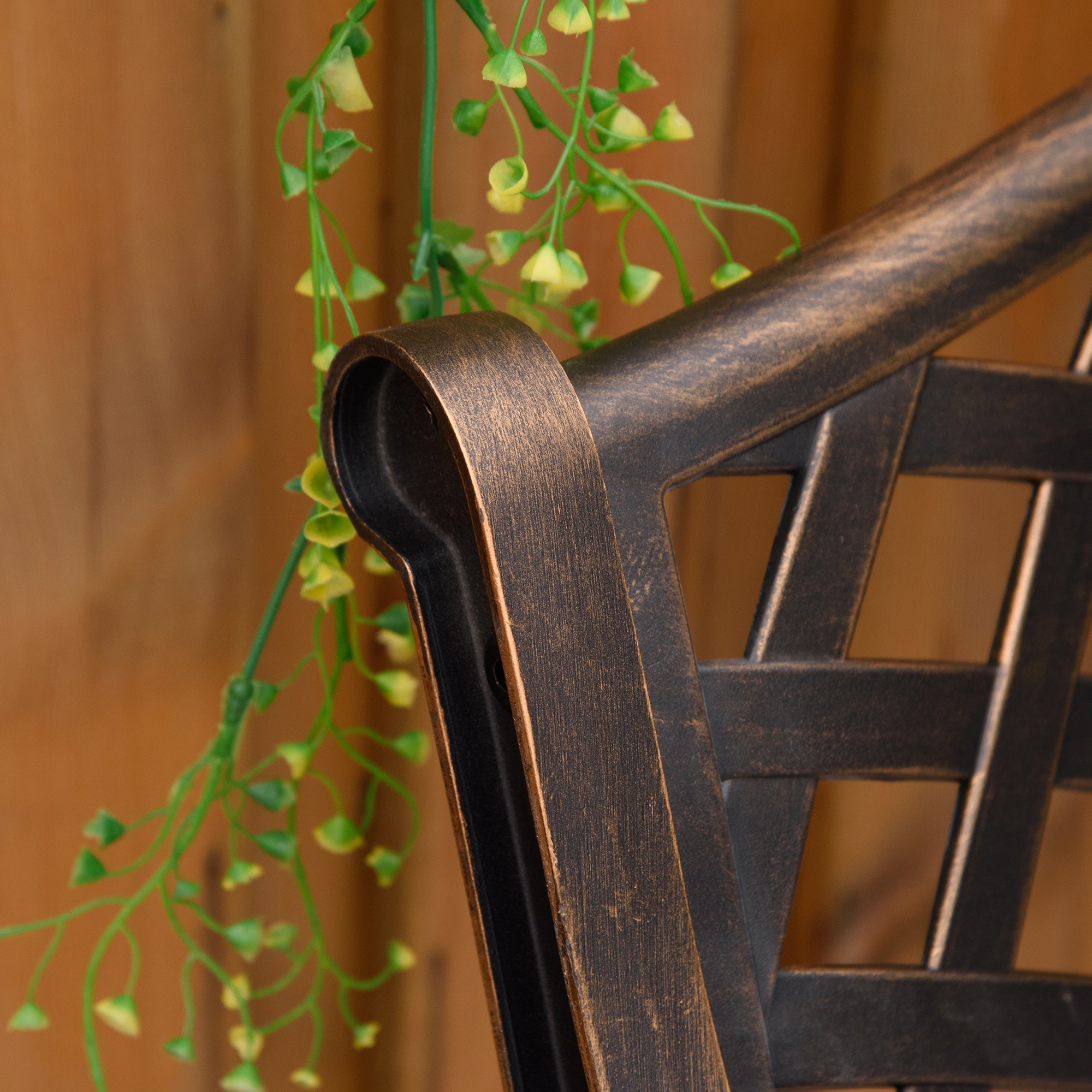 Outsunny Cast Aluminium Outdoor Garden Bench 2 Seater Antique Patio Loveseat, Bronze 