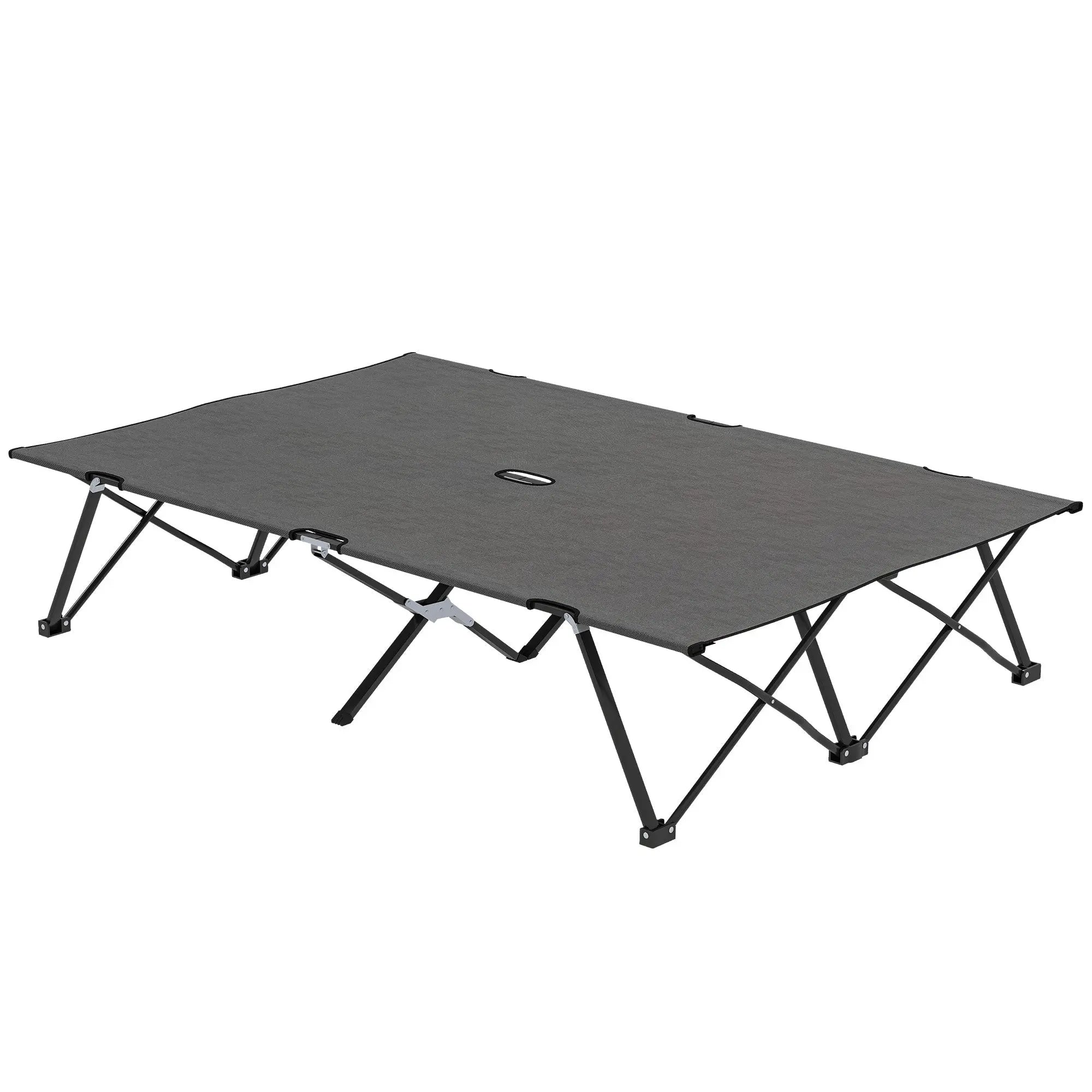 Outsunny Double Camping Cot Bed, with Bag - Charcoal Grey 