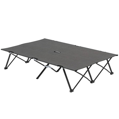 Outsunny Double Camping Cot Bed, with Bag - Charcoal Grey 