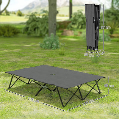 Outsunny Double Camping Cot Bed, with Bag - Charcoal Grey 