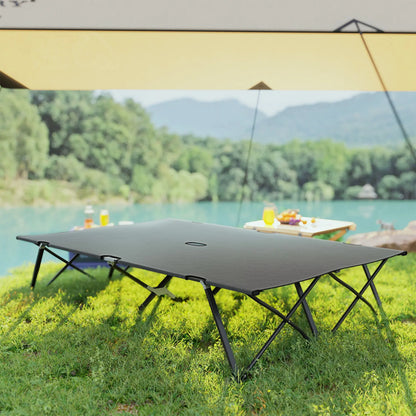 Outsunny Double Camping Cot Bed, with Bag - Charcoal Grey 