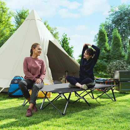 Outsunny Double Camping Cot Bed, with Bag - Charcoal Grey 