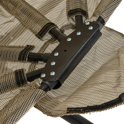 Outsunny Double Hanging Egg Chair 2 Seaters Texteline Swing Hammock Chair with Stand, Cushion and Folding Design, for Indoor and Outdoor, Brown 