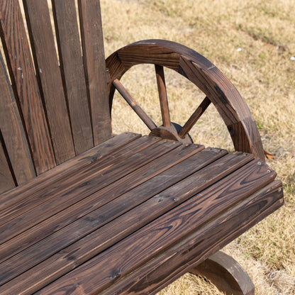 Outsunny Fir Logs Love Seats with Wheel-Shaped Armrests, Large Load-Bearing Chair, Natural Wood Grain 